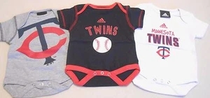 INFANT SIZE 0-3M 0-3 MONTHS MINNESOTA TWINS BASEBALL ADIDAS BODYSUITS SET NWT - Picture 1 of 4