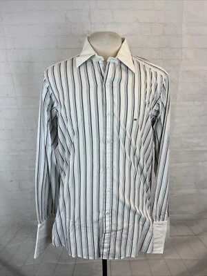 Turnbull & Asser Men's White, Purple Green Striped Cotton Dress Shirt 16.5 $495 - Image 1 of 4