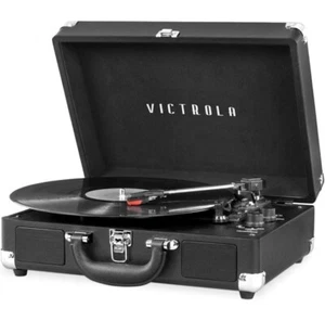 Victrola Vintage 3-Speed Bluetooth Portable Suitcase Record Player VSC-550BT-BLK - Picture 1 of 9