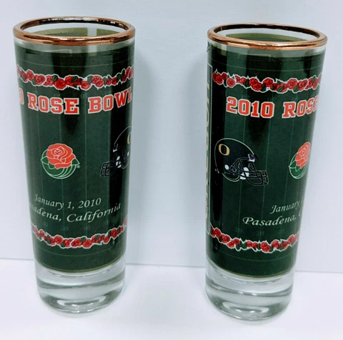 Oregon Ducks - University of Oregon- 2010 Rose Bowl -Shot Glasses Lot of 2 Cover