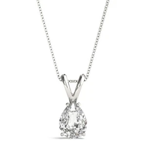 IGI Certified D/VS Lab-Created Pear Cut Diamond Four Prong Set Solitaire Pendant - Picture 1 of 41