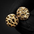 Large Round Authentic 10K Solid Gold Diamond Cut Men's Nugget Stud Earrings