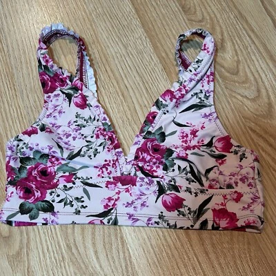 Mossimo floral rose ruffle bikini top small - Image 1 of 4