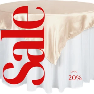 SATIN - CHAMPAG-  Square Tablecloth Overlay - Square Tablecloth, 58" x 58" Cover - Picture 1 of 3