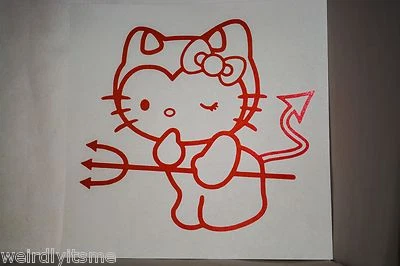 Hello Kitty Devil Vinyl Car Bumper Laptop iPad Tablet Window Decal Sticker Horns - Image 1 of 2