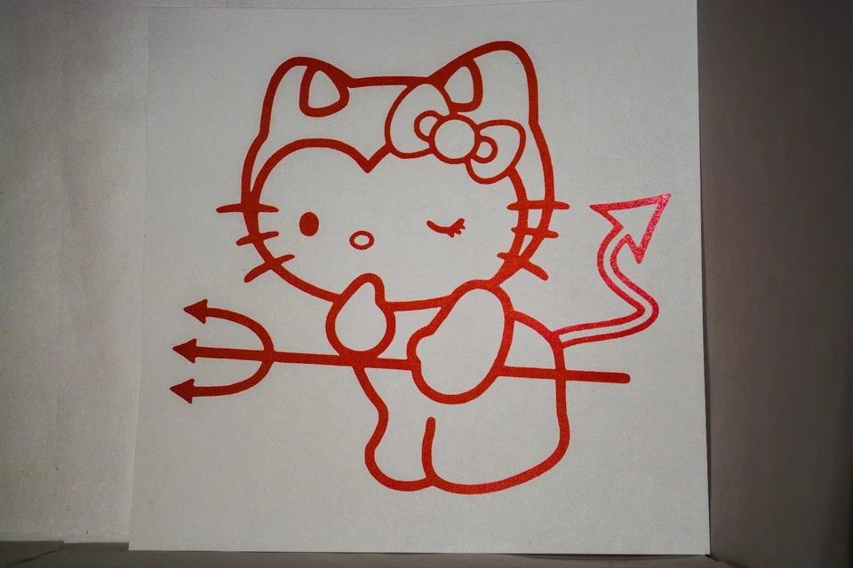 Hello Kitty Devil Vinyl Car Bumper Laptop iPad Tablet Window Decal Sticker Horns - Image 1 of 2