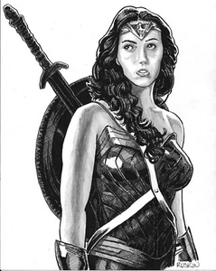 Cómics de Wonder Woman Gal Gadot DC de Kurt Ruskin arte original Kurtmudgeon JLA - Imagen 1 de 5