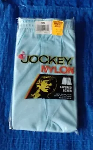 JOCKEY NYLON BOXERS - Azul Claro 100% Nylon Tricot (Talla 36) DE COLECCIÓN 1986 - ¡NUEVO! - Imagen 1 de 3
