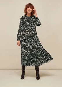 Whistles Daisy Spot Trapeze Dress UK 12 Black White Swing Midi Midaxi RRP 159 - Picture 1 of 20