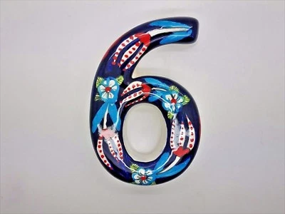 Azulejo número cerámica mediterráneo hecho a mano azul oscuro Foto 1 de 4