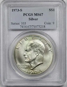 1973-S $1 PCGS MS 67 Eisenhower IKE Silver Dollar - Picture 1 of 4