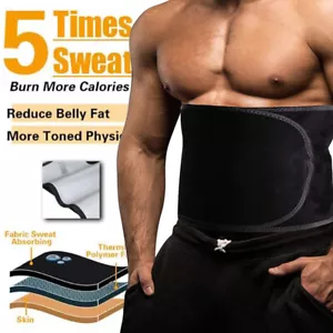 Men Sweat Waist Trimmer Exercise Belt Burn Fat Body Shaper Weight Loss Girdles - Picture 1 of 12