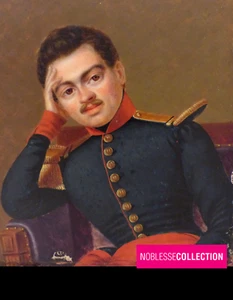 ANTIQUE 1830s FRENCH MINIATURE HAND PAINTED GOUACHE OFFICER MILITARY PORTRAIT - Picture 1 of 5