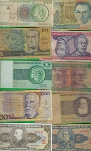 BRAZIL 1962 - 1986 ~ CRUZEIROS & CRUZADOS ~ 10 X PAPER MONEY LOT#8584 (*-*) - Picture 1 of 5