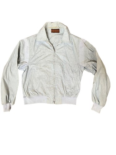SAINT LAURENT (YSL) Giacca bomber a righe Yves Saint Laurent anni '70 Hickory bianca a righe blu