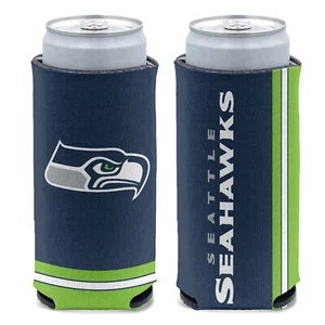 Nuevo enfriador de latas delgada de 2 caras de la liga de fútbol americano de los Seattle Seahawks con licencia - 1 pieza - Imagen 1 de 1