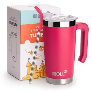 20 Oz Tumbler With Straw Stainless Steel Double Wall Vacuum Insulated Coffee Tra - Picture 1 of 6