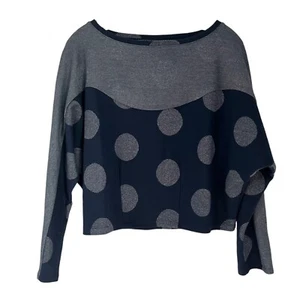 Anthropologie Postmark Marine Blue Metallic Polka Dot Sweatshirt Medium M - Bild 1 von 11