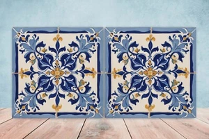 Juego de 2 azulejos de pared de cerámica española cocina mediterránea decoración salpicadero - Imagen 1 de 3