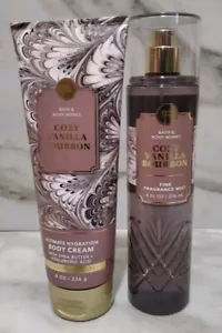 2 Pcs Bath & Body Works Cozy Vanilla Bourbon Spray Mist & Body Cream 2x Lot New - Picture 1 of 5