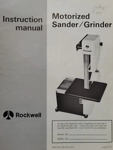 Rockwell 1978 Motorized 1" X 42" Belt Sander Grinder 31-325 Owner & Parts Manual - Picture 1 of 5
