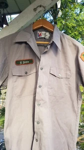 VINTAGE UNIFORM LIGHT GRAY / TAN SHORT SLEEVE SHIRT L NATIONAL PARK SERVICE - Picture 1 of 24