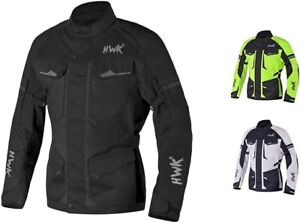 HWK Motorcycle Jacket for Men Adventure with Cordura Textile Fabric, XL - Black