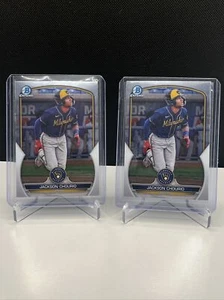 2023 Bowman Chrome Jackson Chourio #BCP-76 Prospects Milwaukee Brewers X2 - Picture 1 of 2