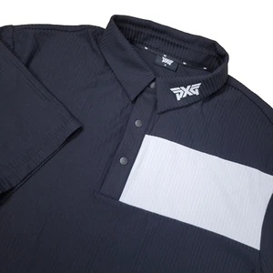 Polo golf PXG uomo media nera bianca colorblock performance elasticizzata bottoni a pressione - Foto 1 di 7