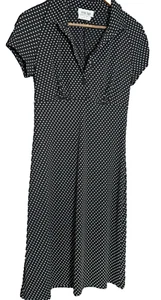 Vintage 90er Kleid schwarz weiß gepunktet Y2K Byer Too Babydoll Empire Taille Fit M - Bild 1 von 8