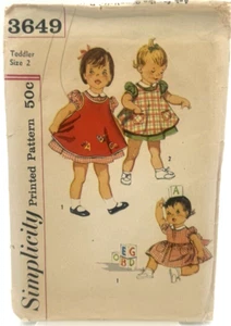 Rare Simplicity Pattern #3649 - Toddler One-Piece Dress & Apron (Size 2) - Picture 1 of 2
