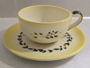Vintage Brock of California Yellow & Floral Porcelain Cup & Saucer - Picture 1 of 9