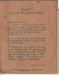 "ELSA" Aircraft Recognition card 1942 VERY RARE - Picture 1 of 8