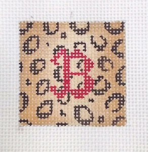 JP needlepoint HP canvas Animal Leopard Print Initial "B"  F-51  1.75" x 1.75"  - Picture 1 of 4