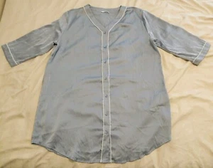 Periwinkle Robe Satin Wrap Silky Lavender Pockets Lingerie Women's L Vintage USA - Picture 1 of 3