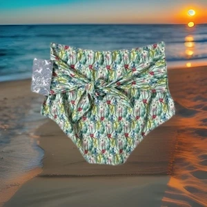 Kortni Jeane High Waisted Bikini Bottoms Wild Flowers Womens Sz Medium - Picture 1 of 5