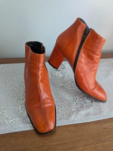 Italienische Christina Dani Stiefel Damen 6,5 N Orange Leder Absatz Booties Selten Fund - Bild 1 von 13
