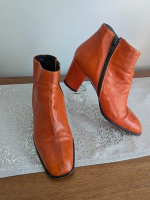 Итальянский Christina Dani ботинки женщин 6,5 N оранжевый кожаный каблуки ботинок редкая находка - Изображение 1 из 4