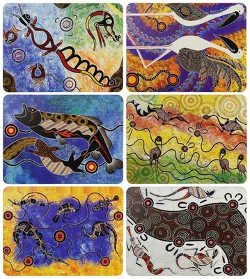 6 PLACEMATS + 6 COASTERS - MADE IN AUSTRALIA - CORK - DREAMTIME - Image 1 of 4