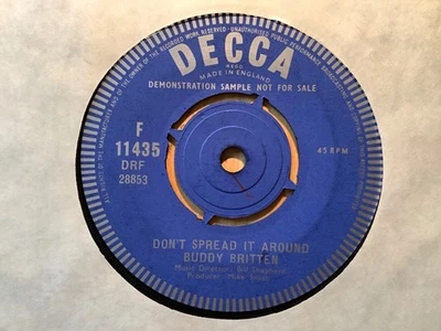 Buddy Britten Don’t Spread it Around UK Decca Demo F11435 Beat Pop Mod 6T Rock Foto 1 de 2