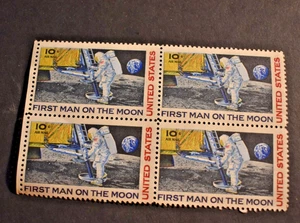 1969 US Stamps Scott #C76 - 10 Cent Block 4 - Moon Landing - MNH - Picture 1 of 2