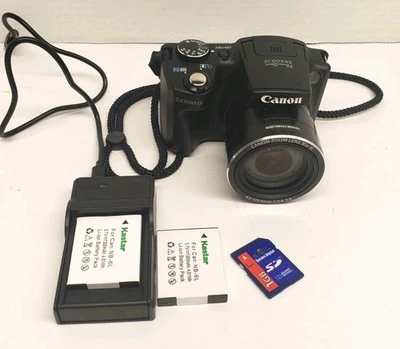 Cannon PowerShot SX500 IS 16.0MP Camera Black w/ Charger & 2 Batteries Tested - Image 1 of 4