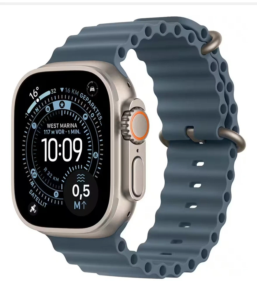 Apple Watch Ultra 3 Titan Natur Ocean Band Maritimblau 2025 Neu +OVP versiegelt  - Bild 1 von 4