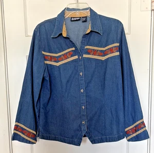 Camisa Blassport Denim Abotonada con Acentos Bordados Talla L - Imagen 1 de 7