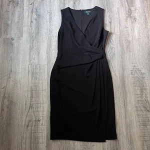 Lauren Ralph Lauren Kleid schwarz V-Ausschnitt Reißverschluss hinten Damengröße 6 ärmellos - Bild 1 von 7