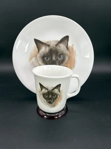 Corning Correlle Matching Dish And Mug Siamese Cat Set - Picture 1 of 6