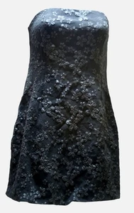 Princess Polly Black Strapless Floral Appliqué Mini Dress Size 6 Party Cocktail - Picture 1 of 7