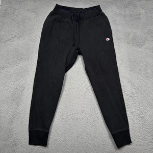 Champion Reverse Weave Joggers Sweatpants Mens Large Black Elastic Waist Pockets - Picture 1 of 13