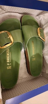 Birkenstock Madrid Hebilla Grande Deslizable Alto Brillo Té Verde U K 41 Damas U S 10  Foto 1 de 4