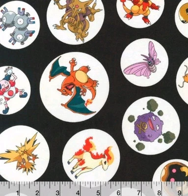 LINED WINDOW VALANCE CURTAIN 42 X 15 POKEMON CHARACTERS ON BLACK - Image 1 of 3